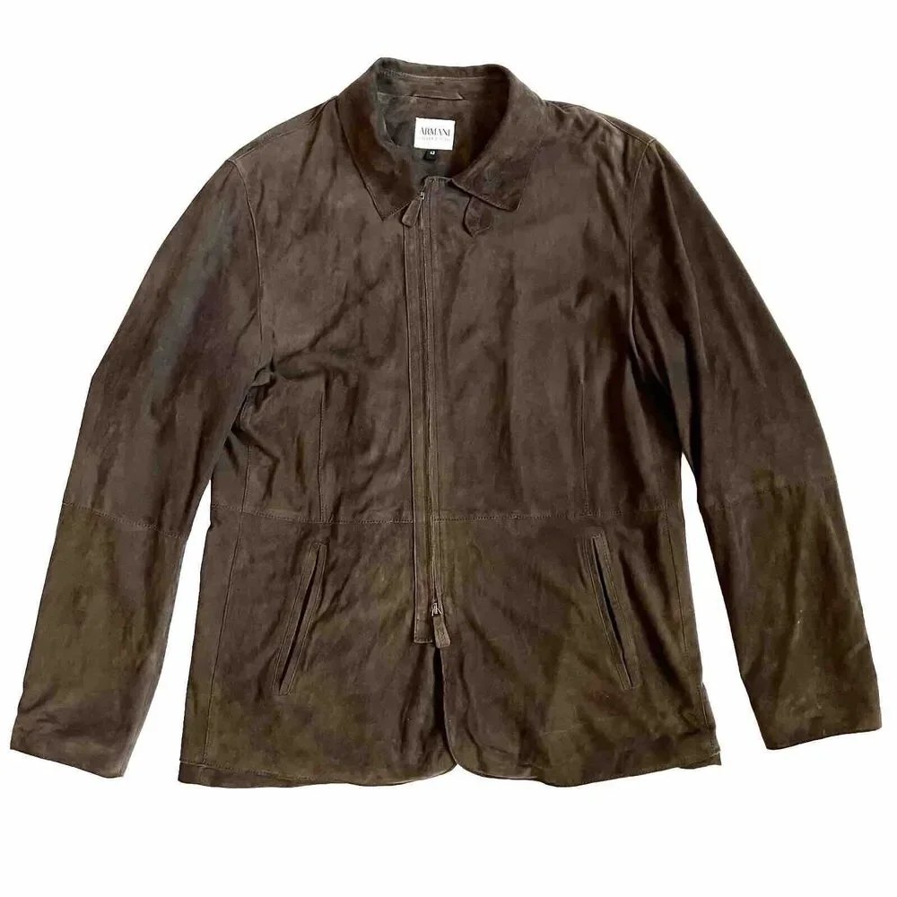 ARMANI COLLEZIONI Mens Goatskin Jacket Size 42 Brown